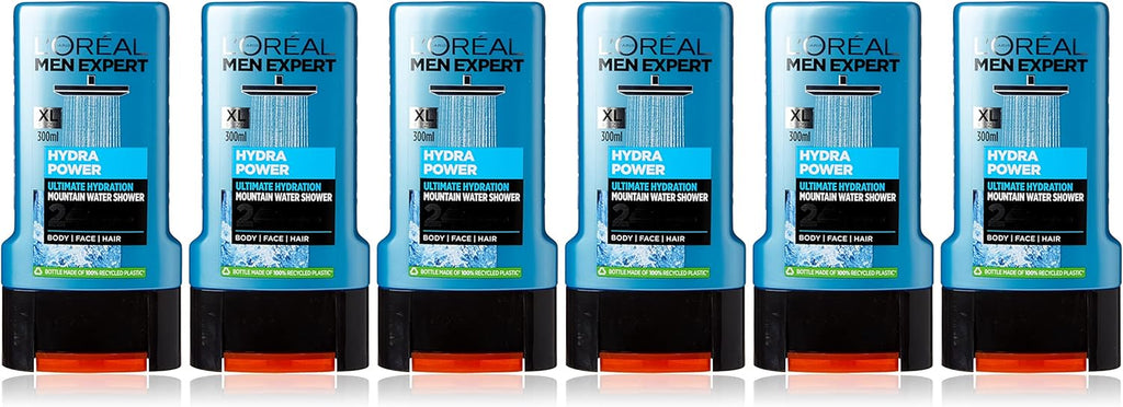 Paris Men Expert Hydra Power Shower Gel - 300ml Pack of 6 for Ultimate Freshness and Hydration