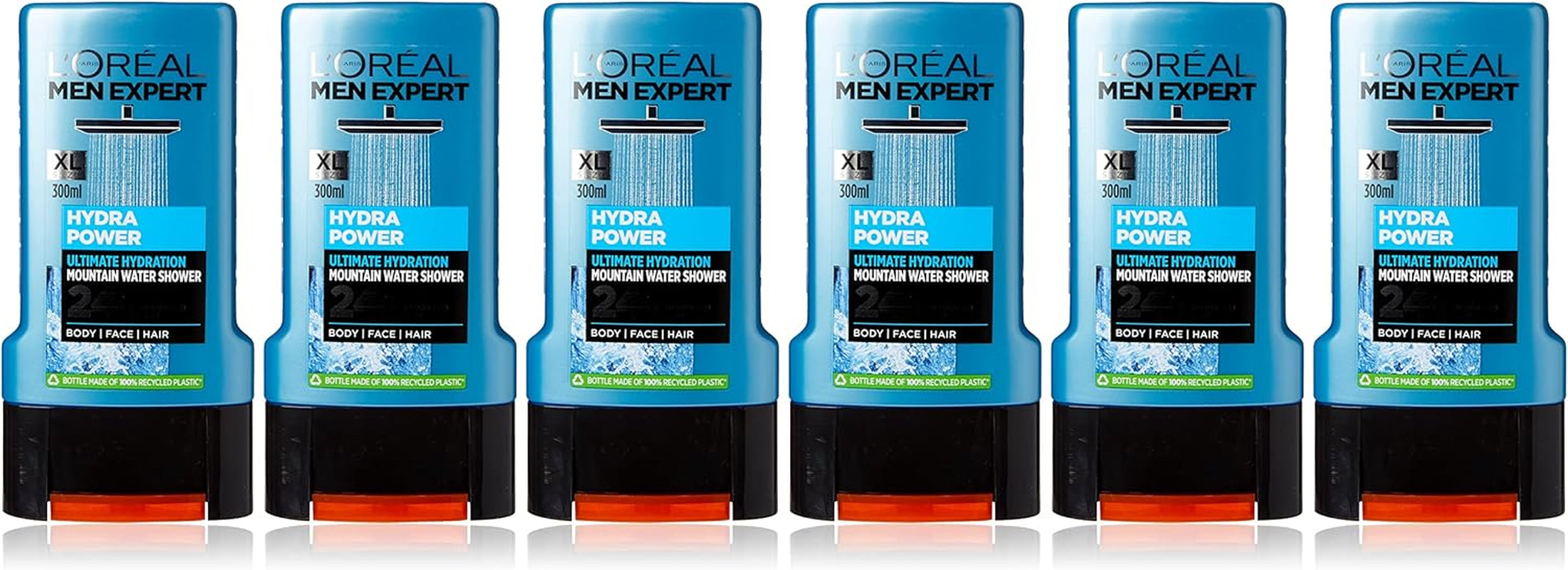 Paris Men Expert Hydra Power Shower Gel - 300ml Pack of 6 for Ultimate Freshness and Hydration