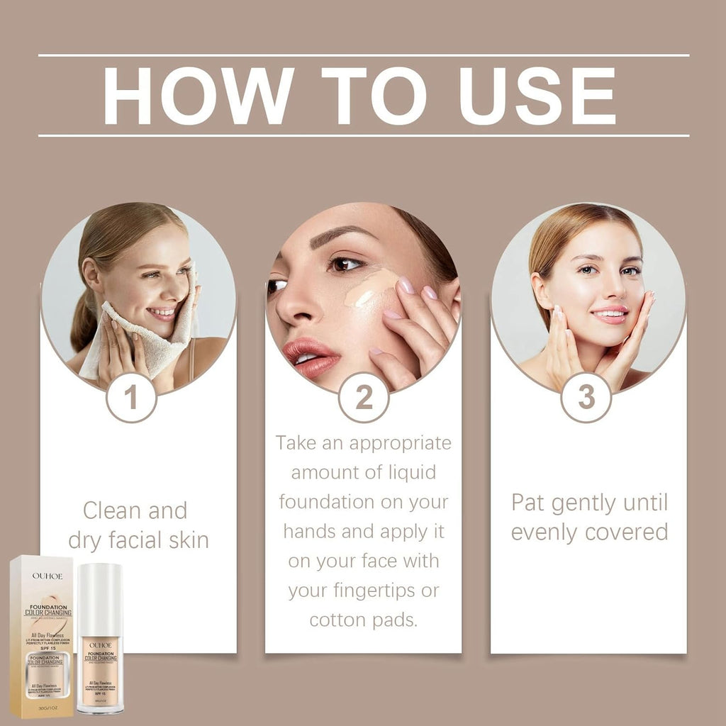 Transformative Colour Changing Foundation for Mature Skin - Full Coverage Liquid & Cream Makeup in Light