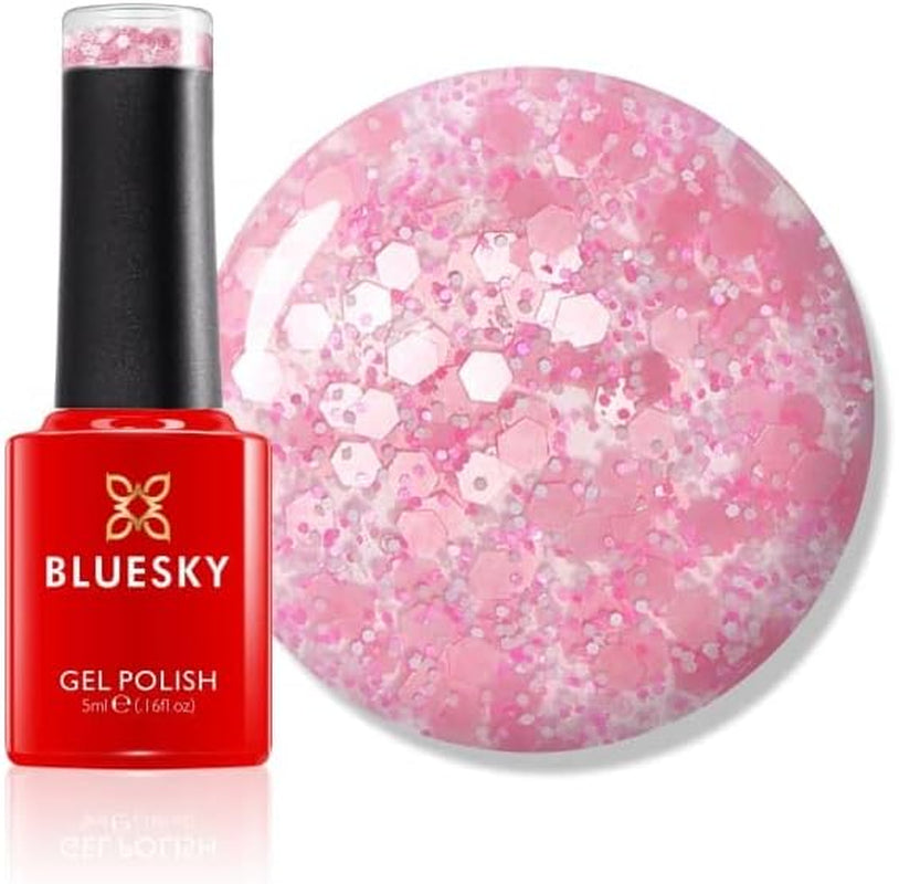 Cherry Blossom Pink Glitter Gel Nail Polish - 5ml for Stunning 21-Day Manicure, Perfect for Salon & Home Use, Cures Under LED UV Lamp