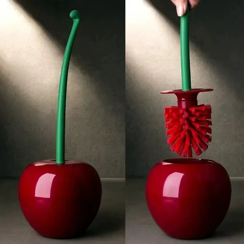 Two Toilet Brushes, Toilet Holders, Bathroom Accessories, Creative and Cute Cherry Shaped Toilet Brush Holder Set