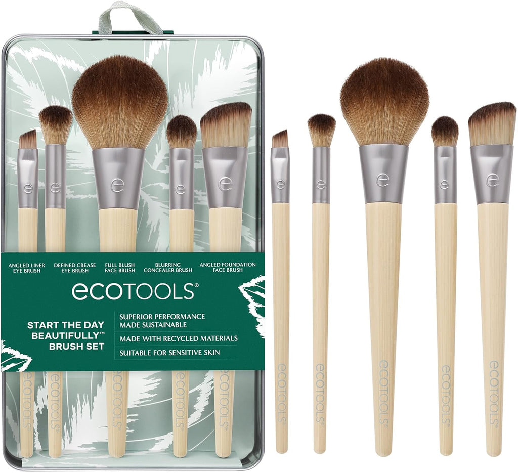 Transform Your Beauty Routine:  6-Piece Eco-Friendly Makeup Brush Set - Perfect for Flawless Eyeshadow, Blush, Concealer & Foundation Application! Vegan & Cruelty-Free!