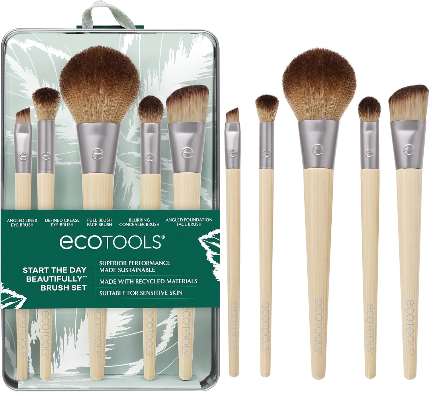 Transform Your Beauty Routine:  6-Piece Eco-Friendly Makeup Brush Set - Perfect for Flawless Eyeshadow, Blush, Concealer & Foundation Application! Vegan & Cruelty-Free!
