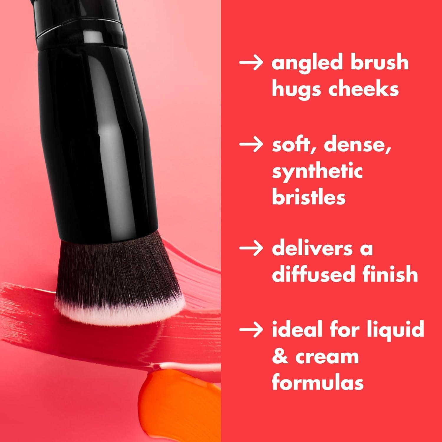 Camo Liquid Blush Brush - Angled Blush Brush for Perfect Cheek Application & Blending, Soft Dense Bristles, Vegan & Cruelty-Free