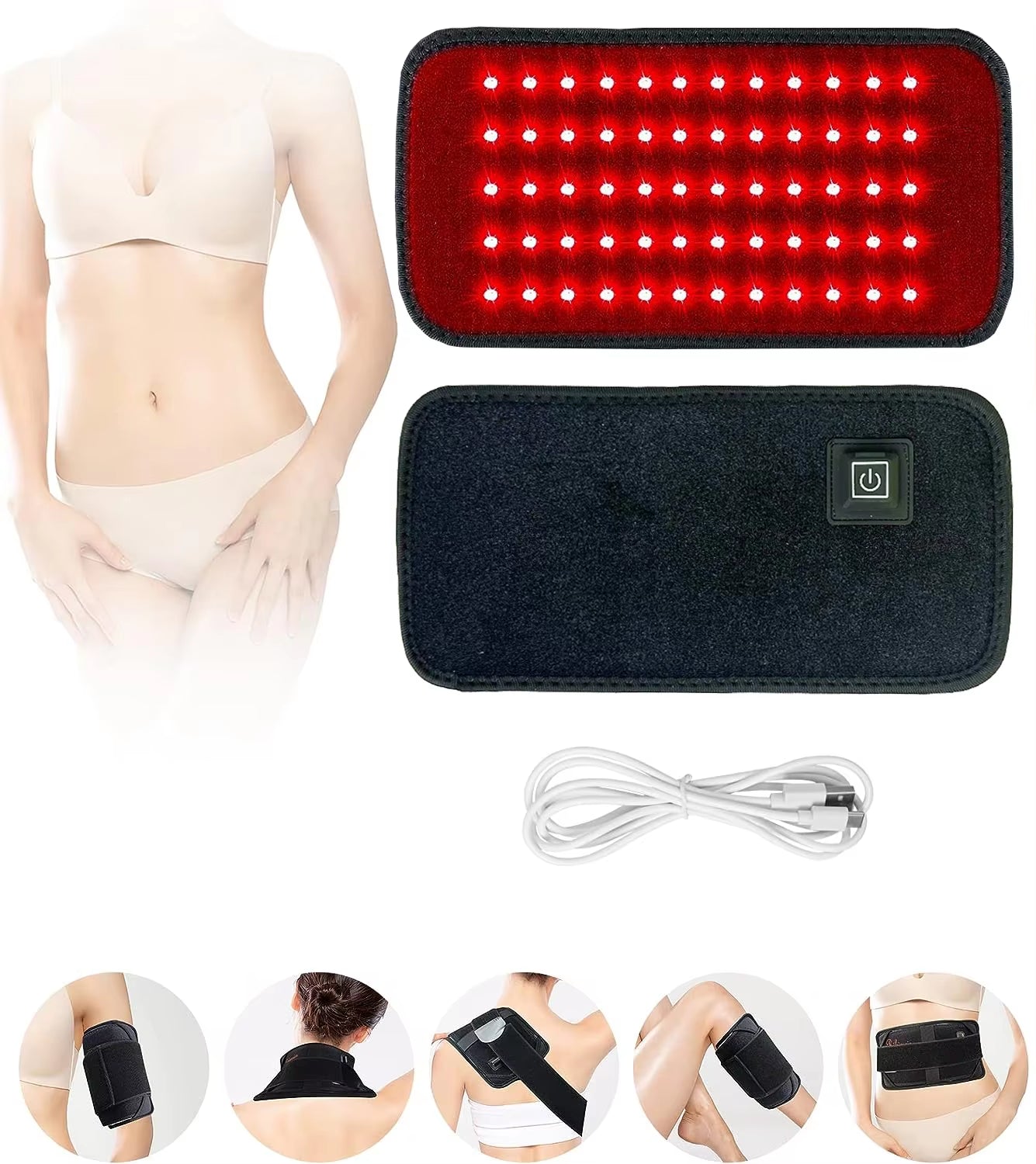 Advanced 60 LED Red & Infrared Light Therapy Belt for Effective Fat Burning and Pain Relief