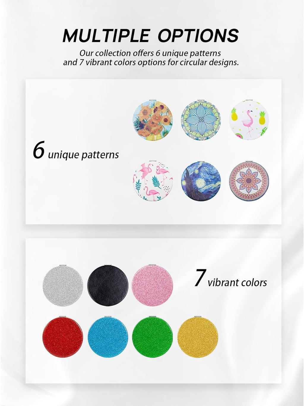 Ultra-Portable Compact Mirror with 1X/10X Magnification - Stylish Round Design in Classic Black, Perfect for Purses and Travel