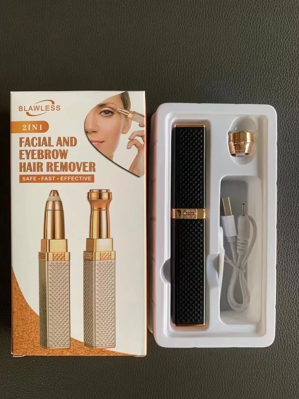 2 in 1 Women'S Electric Epilator USB Charging Portable Hair Remover Bikini Painless Shaver for Women Body Facial Eyebrow Trimmer