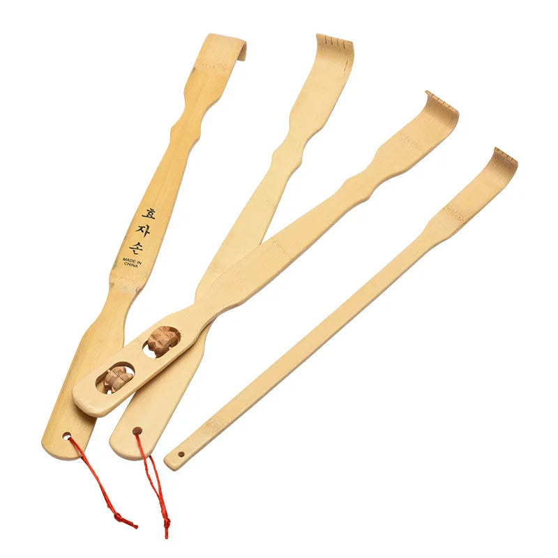 Bamboo Wooden Back Scratcher Knobby Massage Roller Handle for Itching Stress Relief