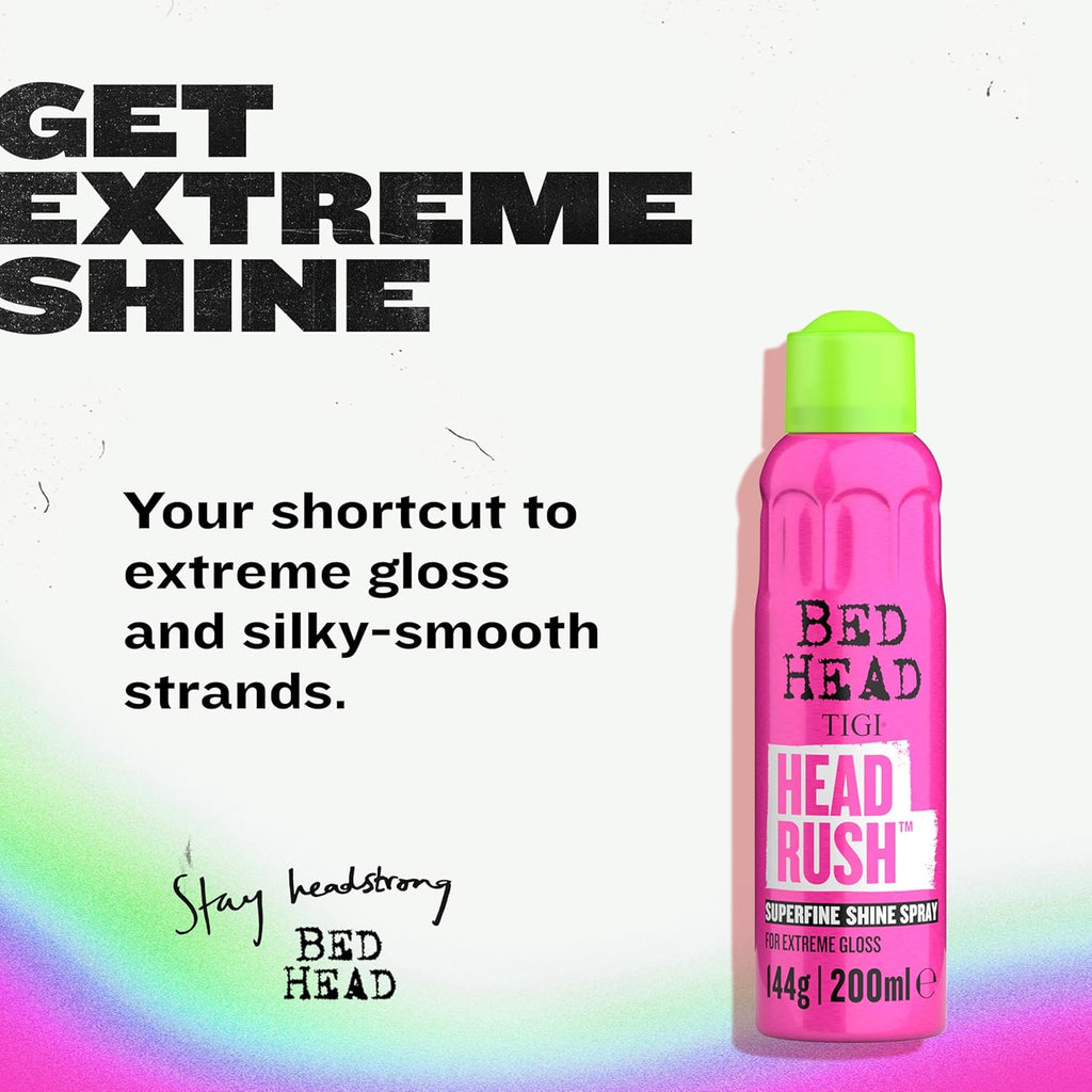 Achieve Glossy, Frizz-Free Hair with Bed Head by  Headrush Shine Spray – Lightweight Finishing Spray for All Hair Types