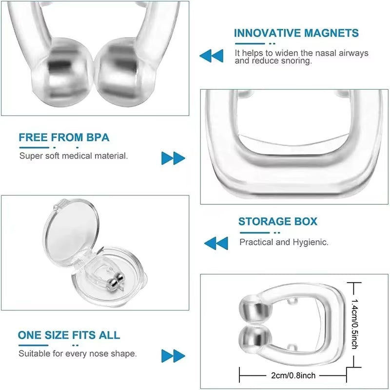 Magnetic Anti-Snoring Nose Clip - Sleep Aid Device for Improved Breathing and Apnea Relief with Protective Case
