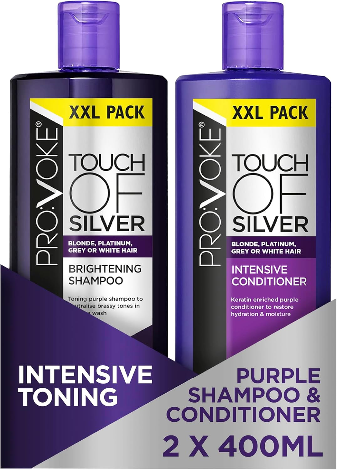 Revitalize Your Hair with  Touch of Silver Brightening Shampoo & Conditioner - 400ml, Eliminates Yellow & Orange Tones!