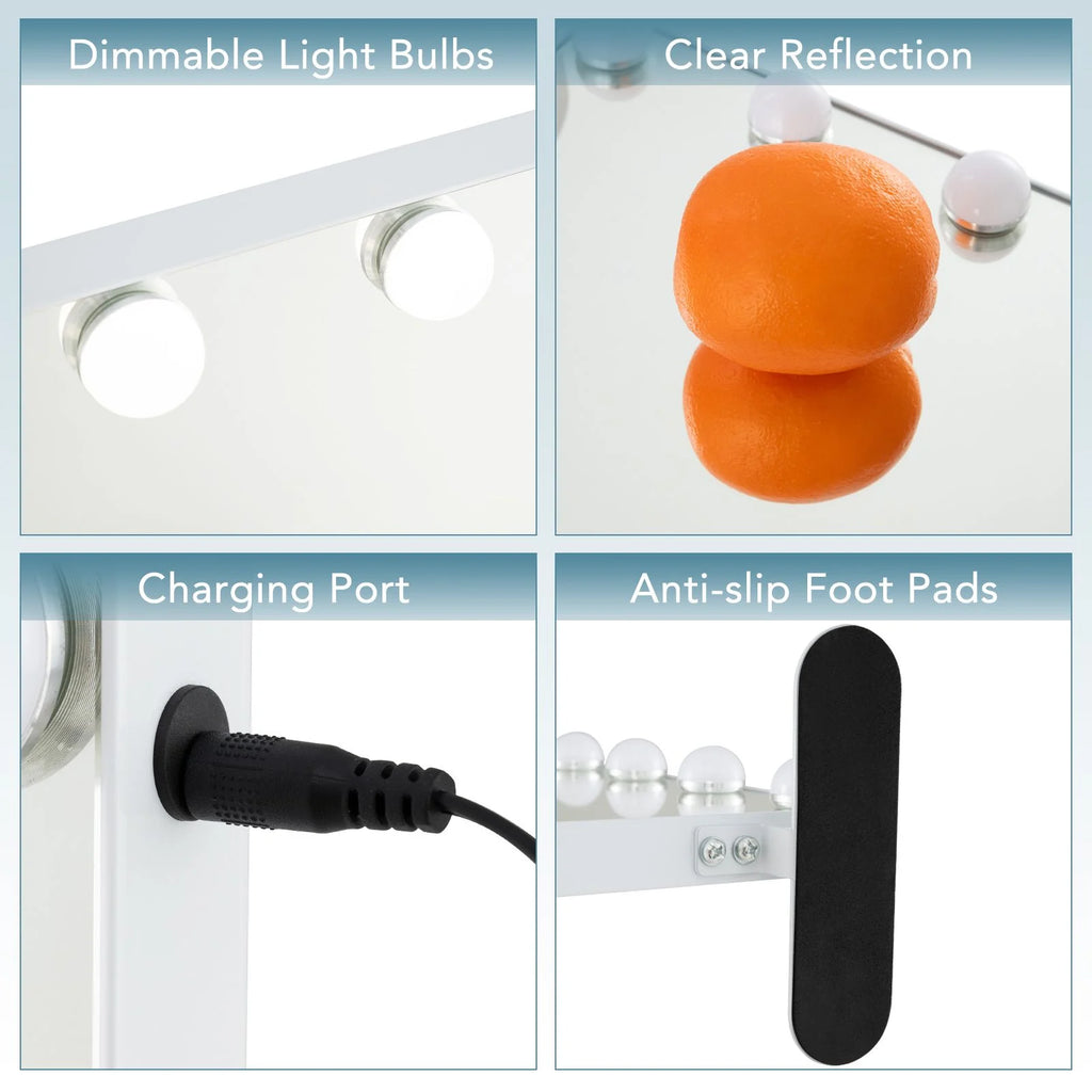 Hollywood Vanity Mirror with 3 Lighting Modes and Adjustable Brightness