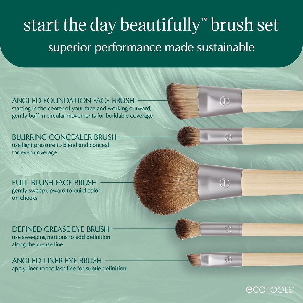 Transform Your Beauty Routine:  6-Piece Eco-Friendly Makeup Brush Set - Perfect for Flawless Eyeshadow, Blush, Concealer & Foundation Application! Vegan & Cruelty-Free!