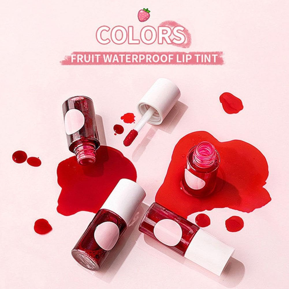4-Color Lip Tint Stain Set - Mini Liquid Lipstick for Lips & Cheeks, Waterproof & Moisturizing, Long-Lasting & Non-Sticky