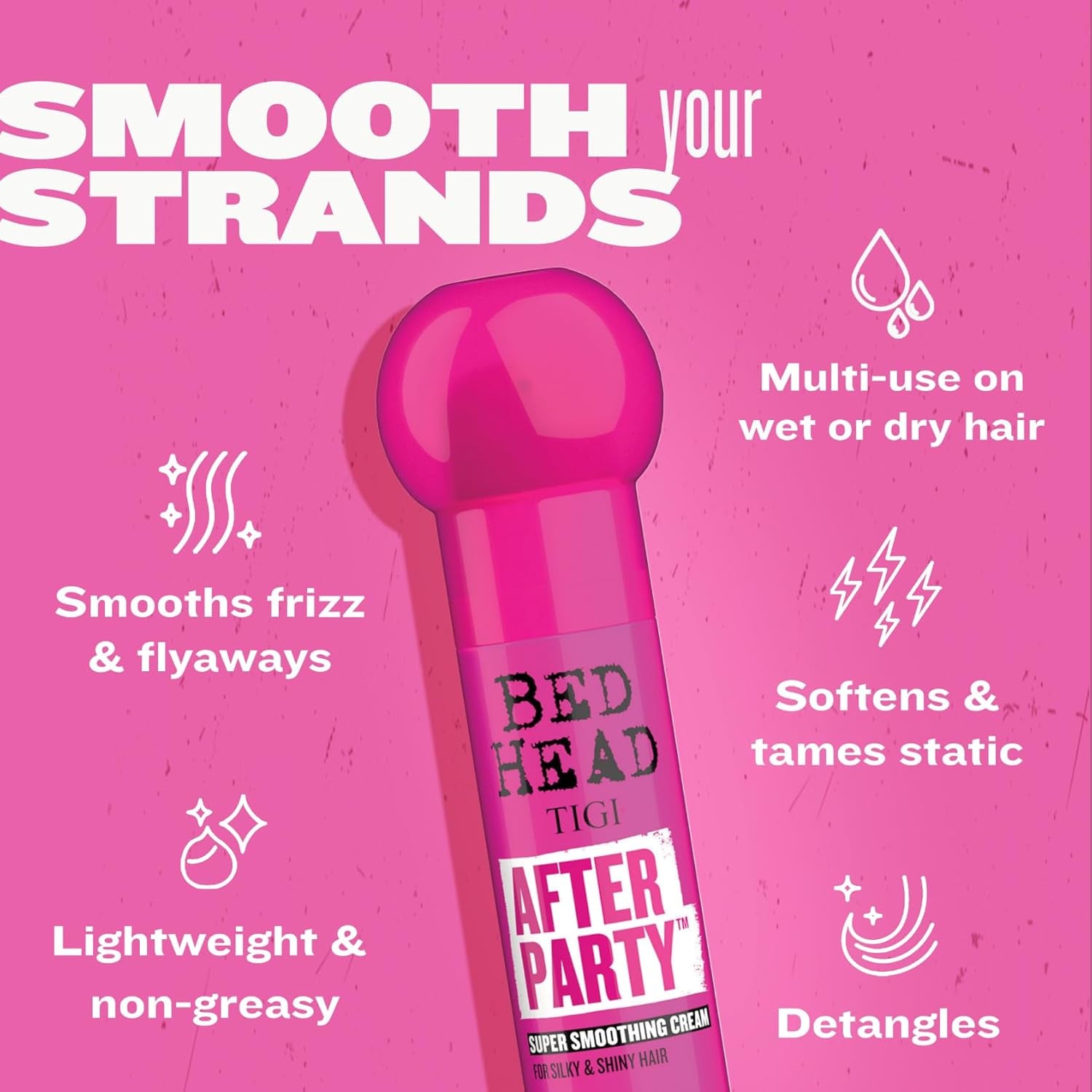 Bed Head by  After Party Smoothing Cream - Ultimate Anti-Frizz Styling Cream for All Hair Types with Caster Seed Oil for High Shine and Hold