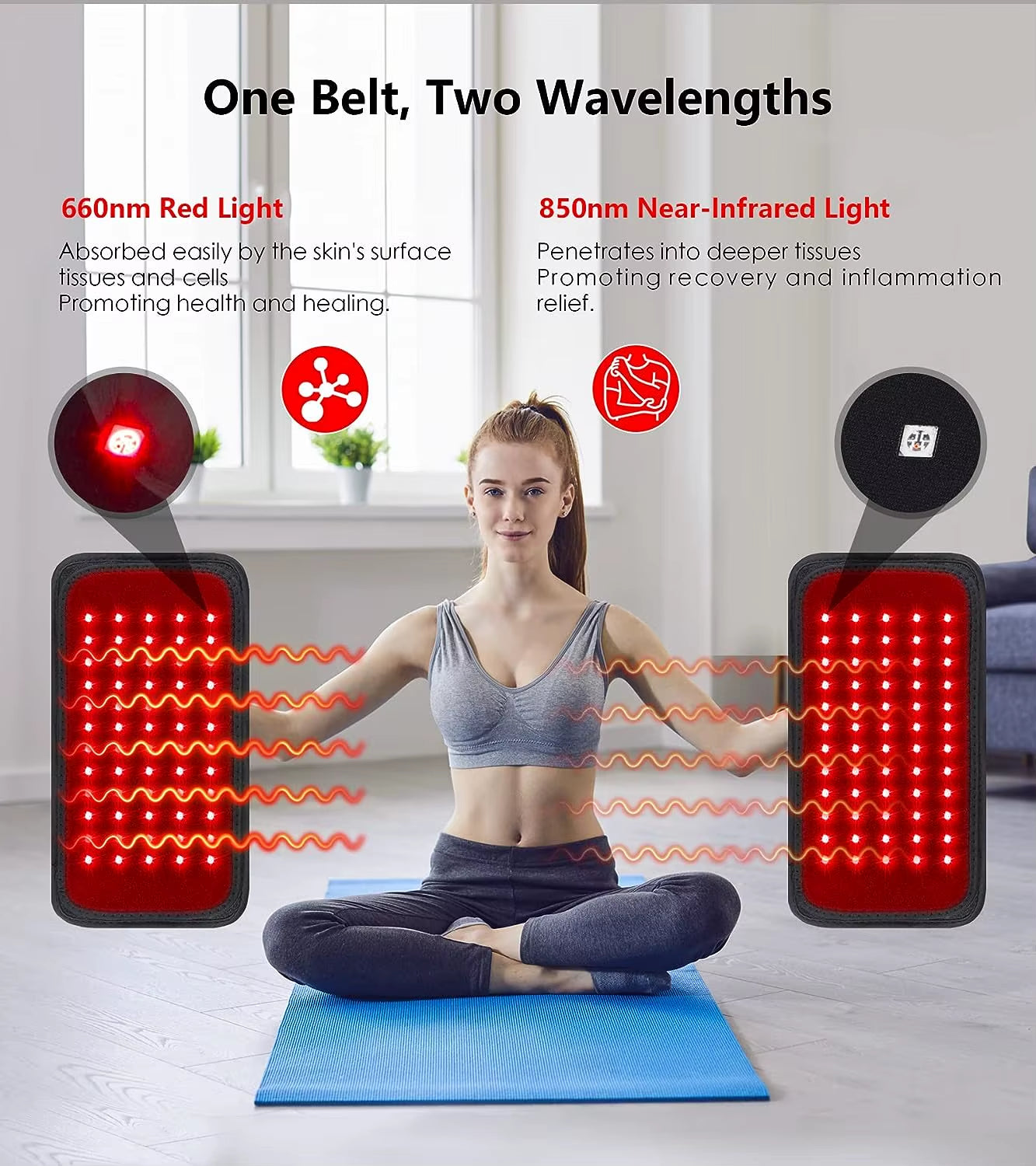 Advanced 60 LED Red & Infrared Light Therapy Belt for Effective Fat Burning and Pain Relief