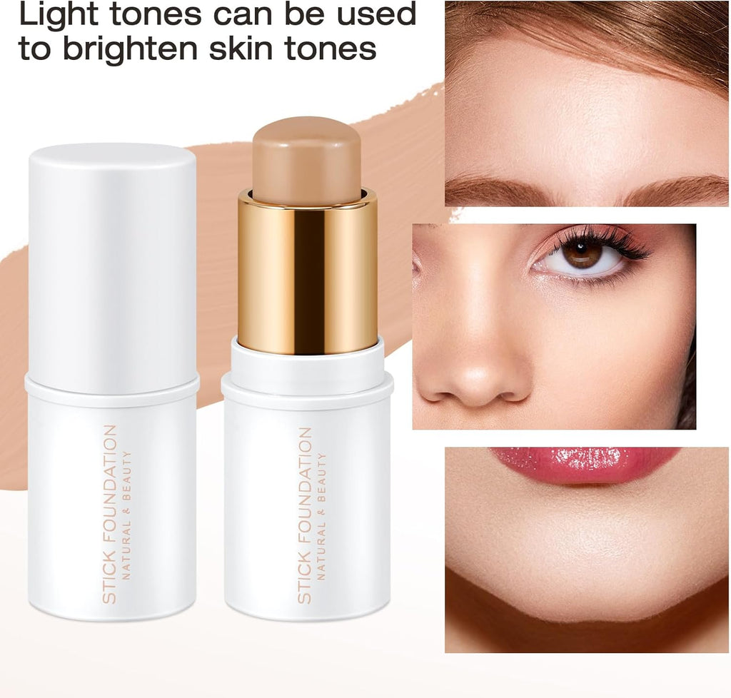 Full Coverage Face Foundation Stick - Soft Matte Contour & Concealer for Flawless, Long-Lasting Makeup, Easy to Blend