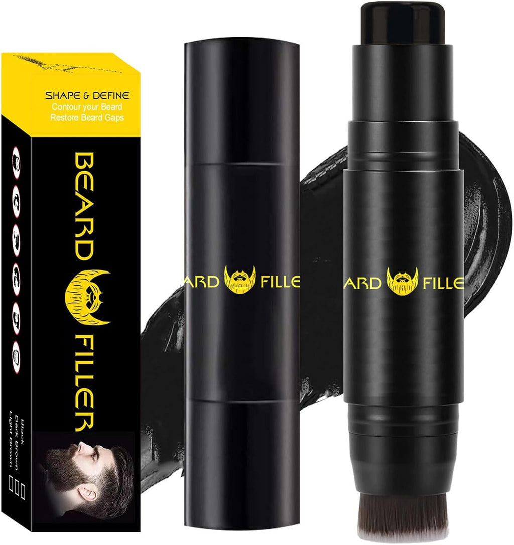 Black Beard Brush for Men - Waterproof Colouring Pencil for Natural Mustache Coverage and Styling - Long-Lasting Definition and Thickness Enhancer