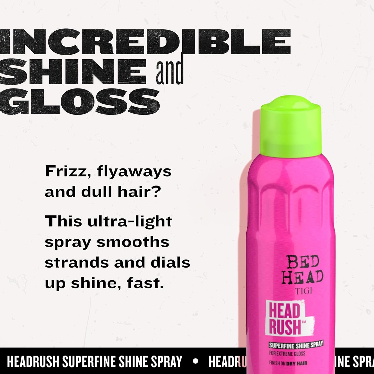Achieve Glossy, Frizz-Free Hair with Bed Head by  Headrush Shine Spray – Lightweight Finishing Spray for All Hair Types