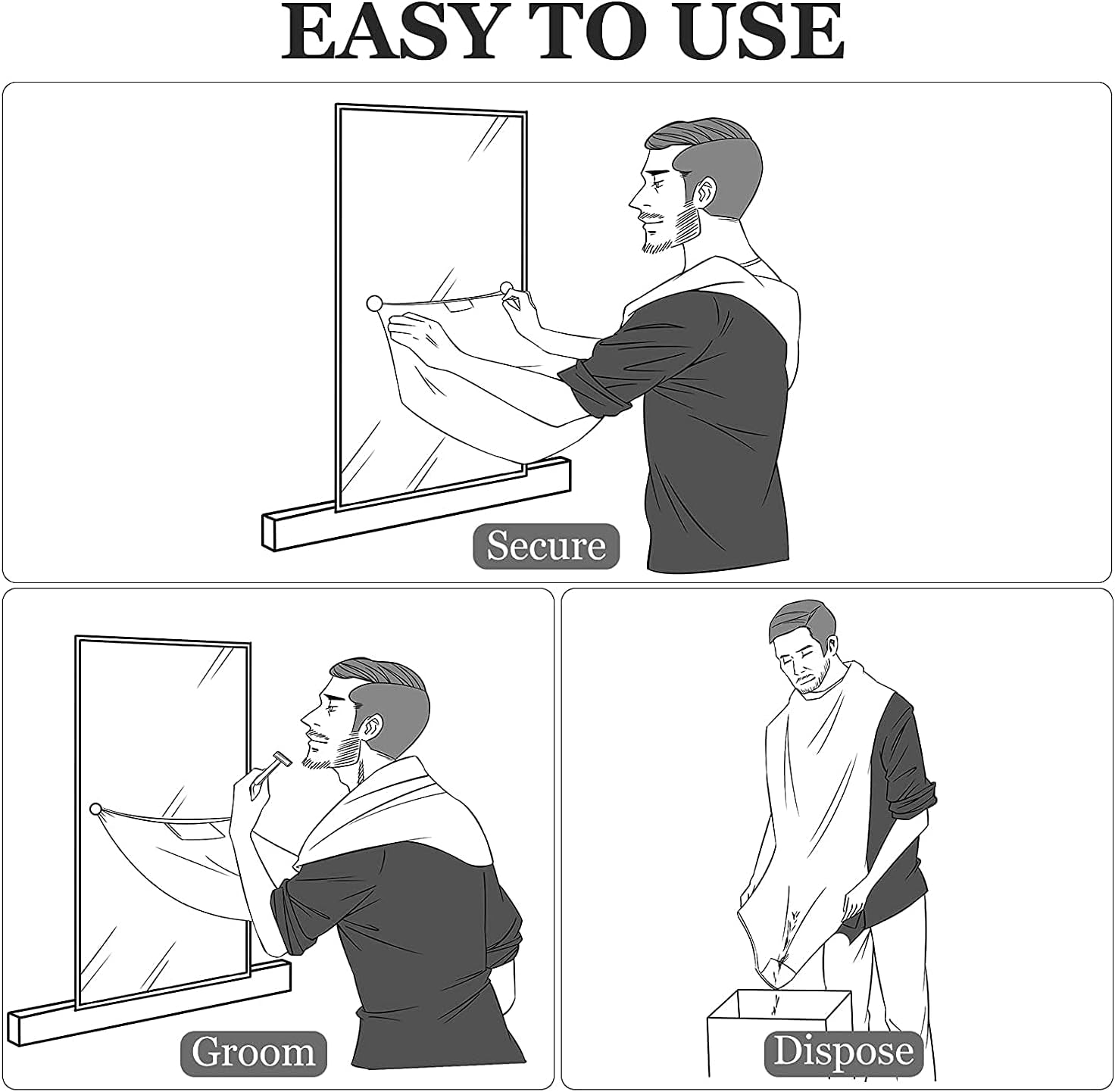 Beard Bib - Ultimate Hair Clippings Catcher & Grooming Cape with Non-Stick Cloth and Suction Cups - Perfect Gift for Men, Fathers, and Husbands