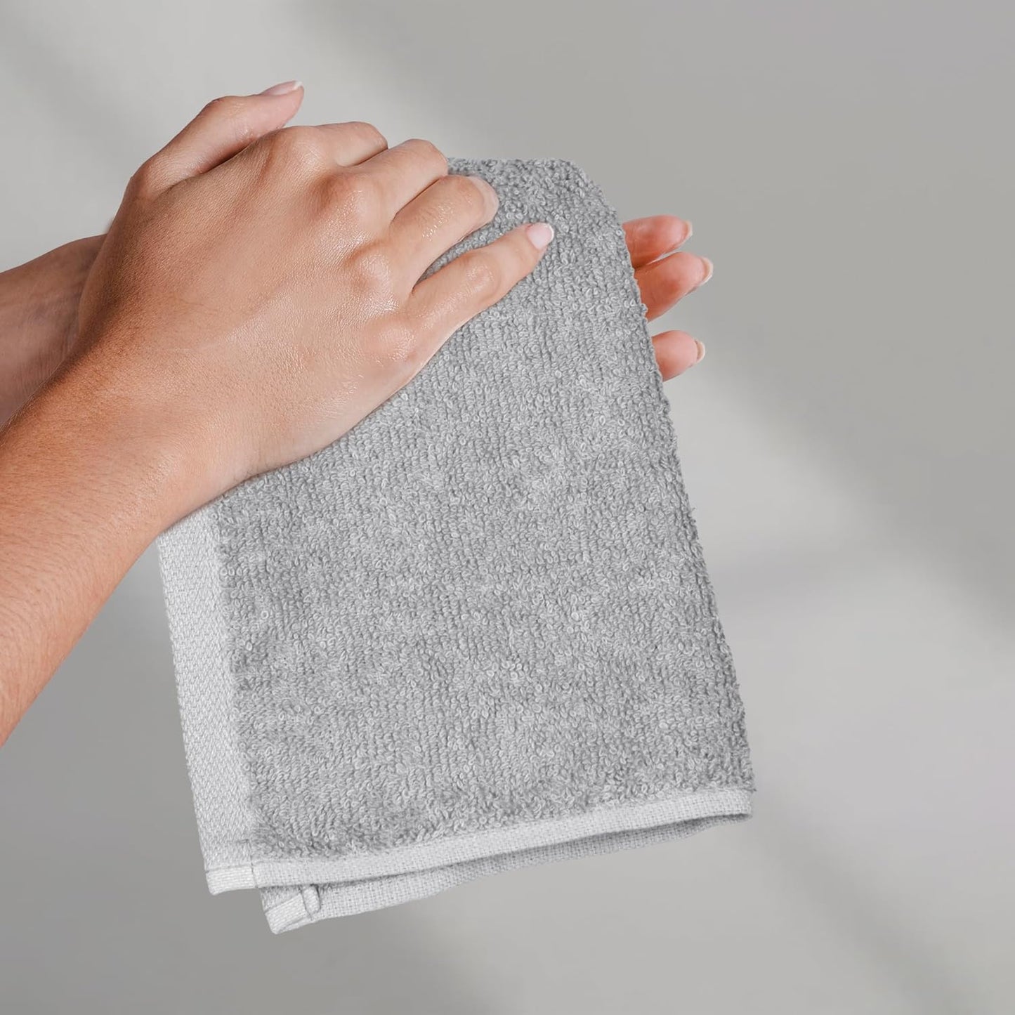 12-Pack Extra Absorbent 100% Cotton Face Towels - Fast Drying Salon Towels in Grey (30 x 30 cm)