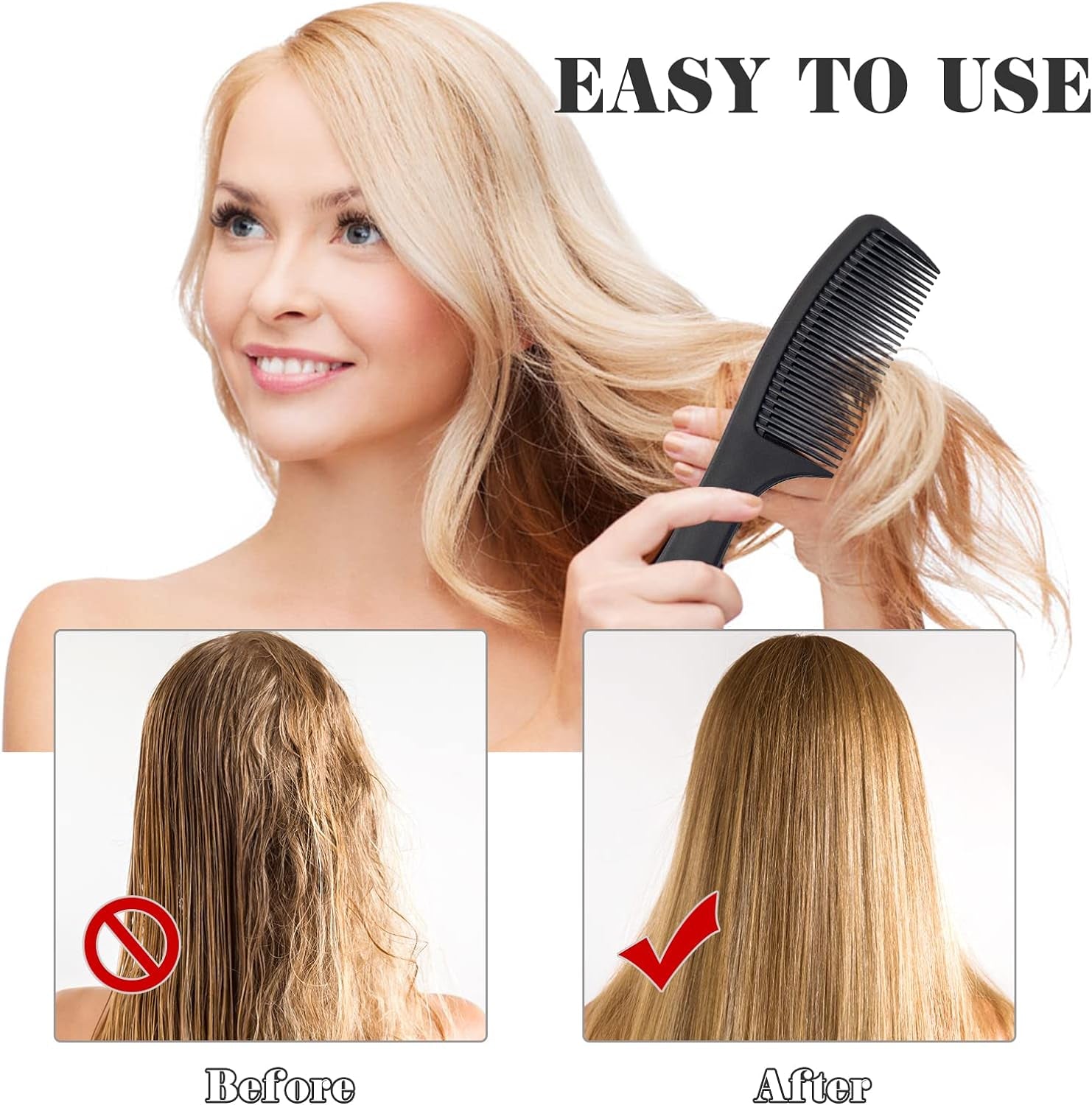 3-Piece Wide Tooth Carbon Fiber Comb Set – Heat Resistant & Anti-Static for All Hair Types